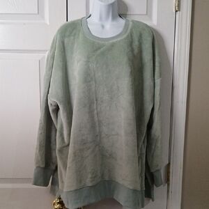 SO Cozy Seafoam Green Pullover Plush Velour faux fur Sweatshirt Sz XL NWOT